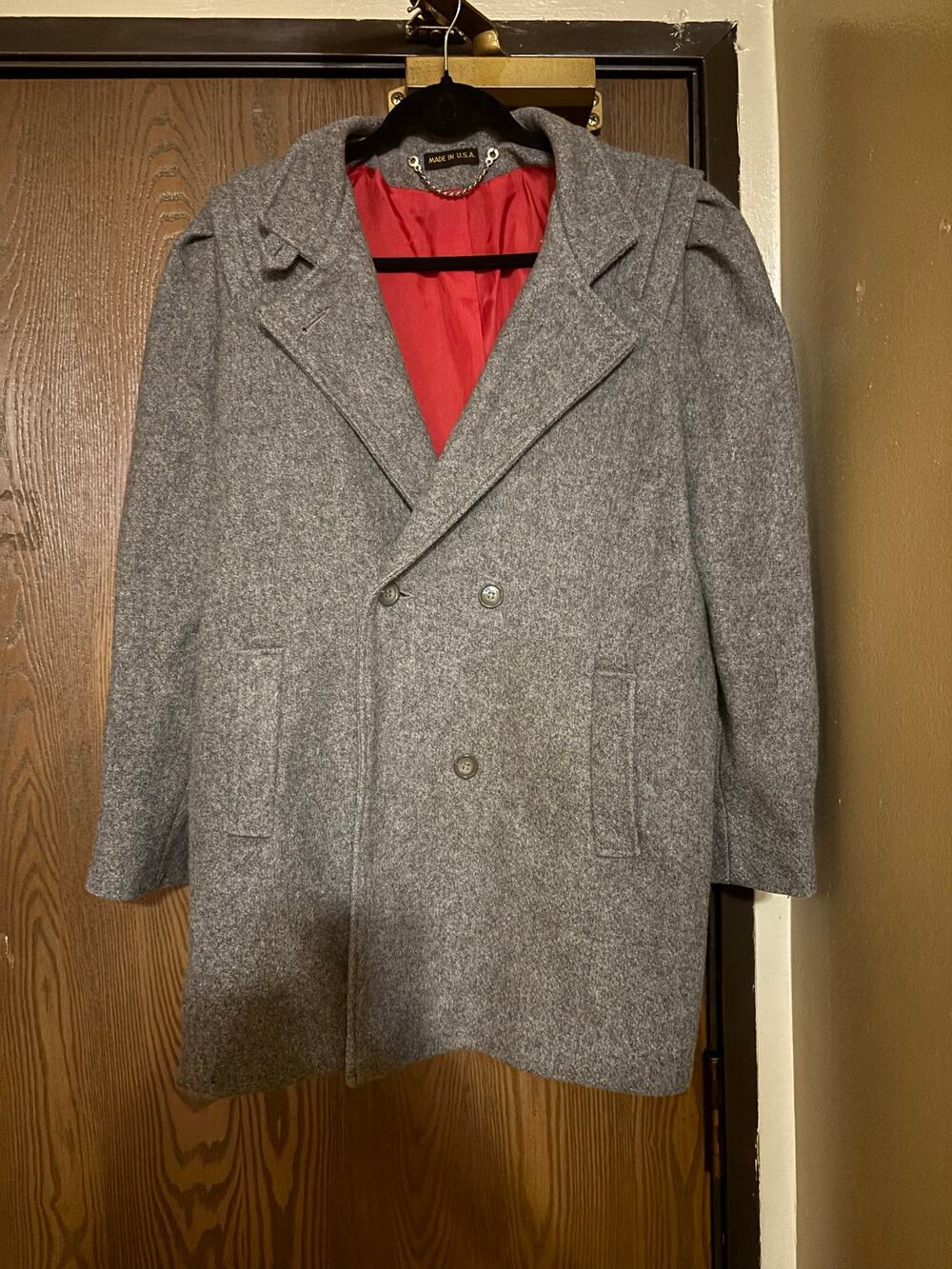 Vintage Gray Union Made in USA Wool Classy Winter Outerwear Pea Coat